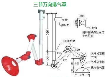 三节万向排气罩